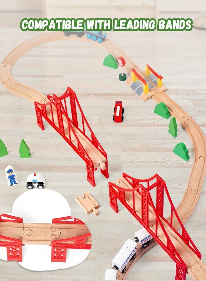 Payarma Wooden Train Track Accessories Train Railway Accessories Double Suspension Train Bridge Toy Train Set for Toddlers 3-5 Train Tracks Compatible with All Leading Brands - Image 5